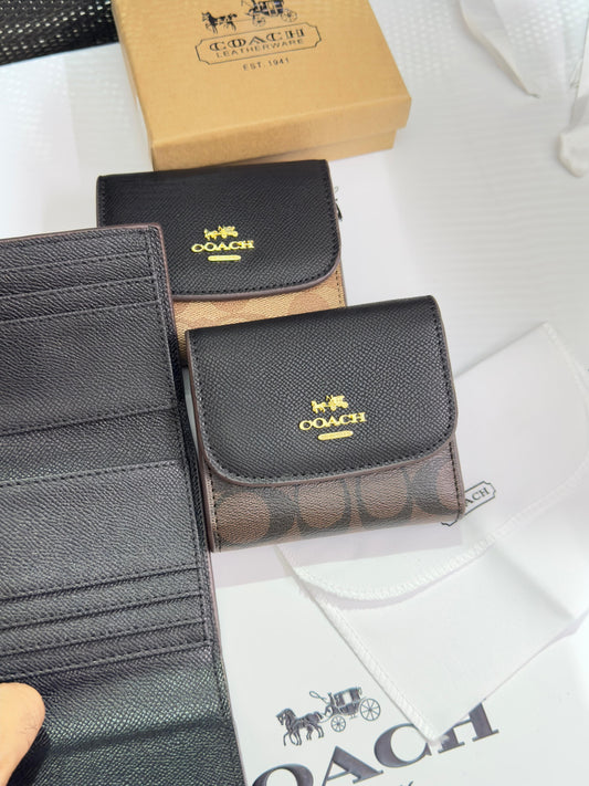 COACH THREE FOLD HIGH QUALITY MICROFIBRE LEATHER WALLETS