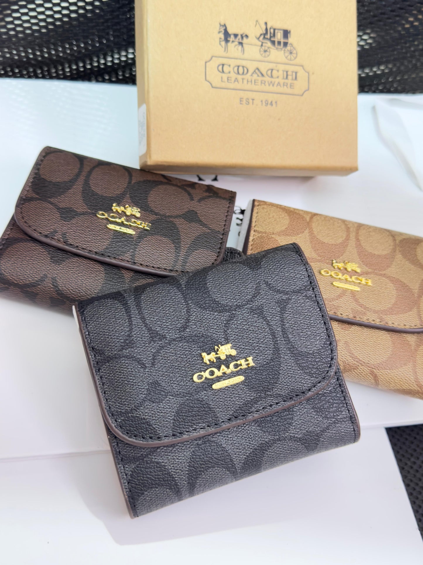 COACH THREE FOLD HIGH QUALITY MICROFIBRE LEATHER WALLETS