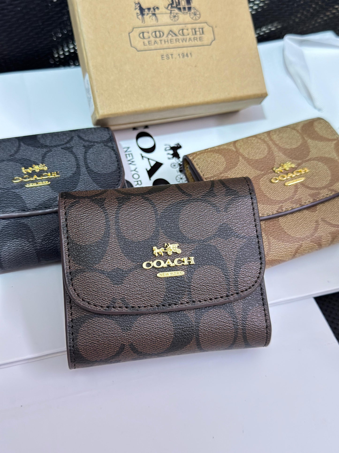 COACH THREE FOLD HIGH QUALITY MICROFIBRE LEATHER WALLETS
