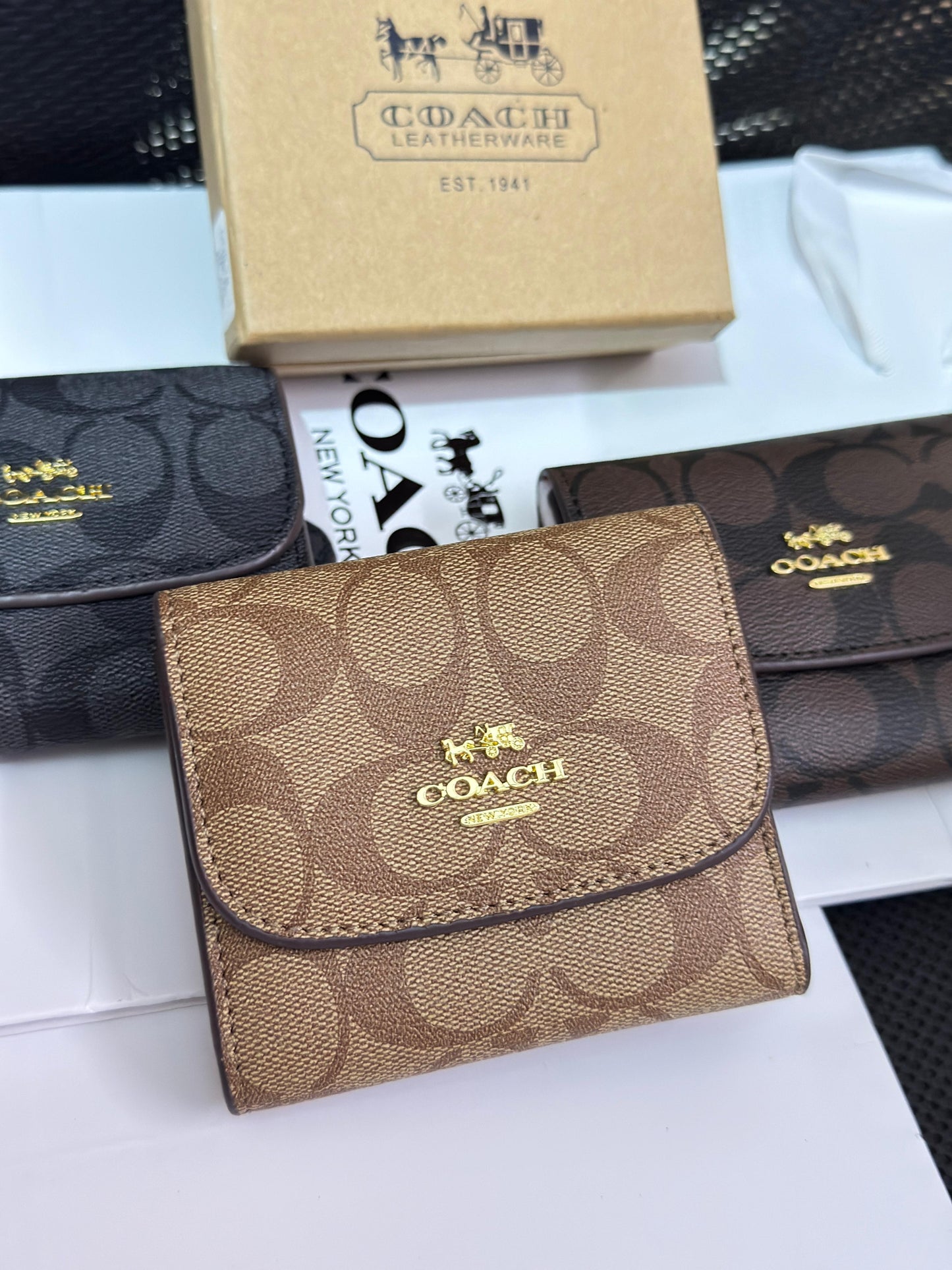 COACH THREE FOLD HIGH QUALITY MICROFIBRE LEATHER WALLETS