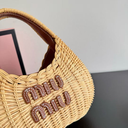 MIU MIU WANDER WICKER HOBO BAG