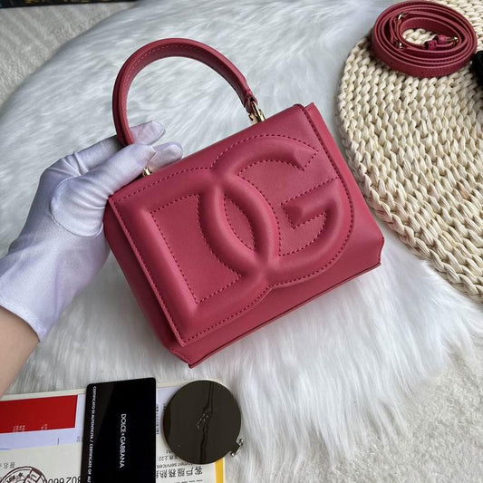 DOLCE & GABBANA DG EMBOSSED TOP HANDLE SHOULDER BAG