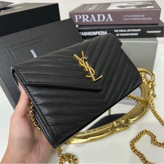 YSL ENVELOPE STYLE CHAIN WALLET/ CLUCH / SLING