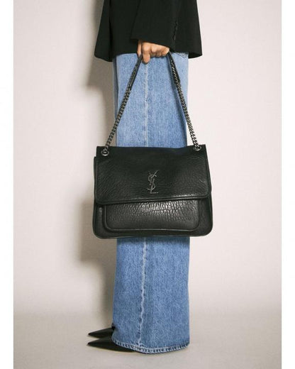 YSL Saint Laurent Niki Large Leather Premium Shoulder Bag With OG Box