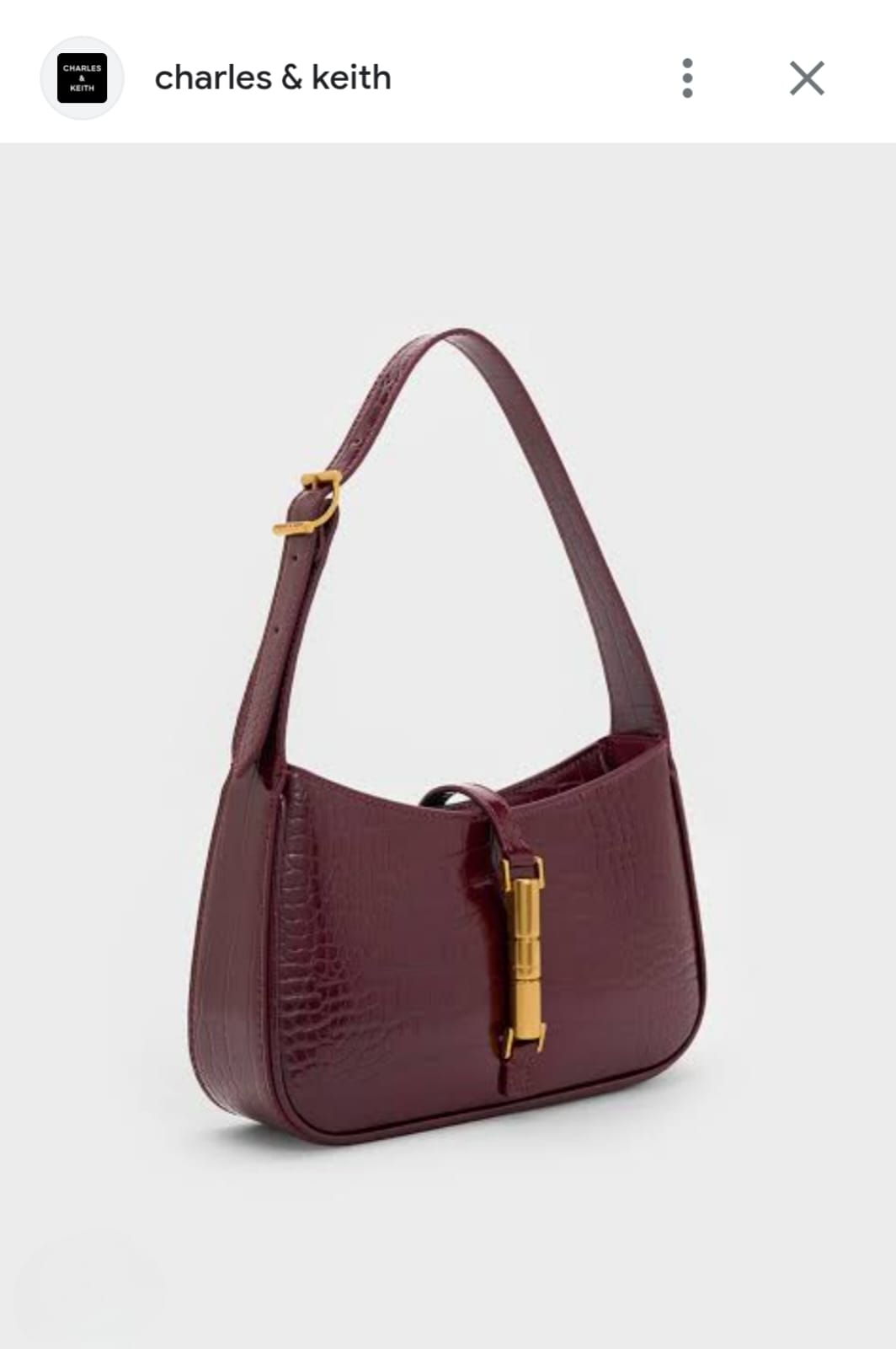 CHARLES & KEITH CESIA CROC - EFFECT ACCENT SHOULDER BAG