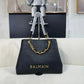 BALMAIN CHAIN EMBELLISHED SELF EMBOSSED LEATHER TOTE BAGS