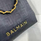 BALMAIN CHAIN EMBELLISHED SELF EMBOSSED LEATHER TOTE BAGS