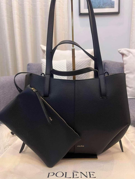 POLENE GRAINED LEATHER TOTE BAG