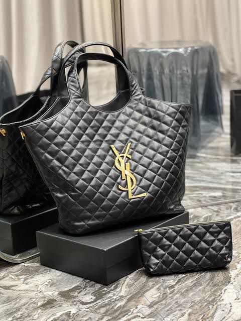 SAINT LAURENT YSL  ICARE MAXI SHOPPING BAG QUILTED LAMBSKIN