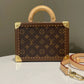 LOUIS VUITTON EBENE MONOGRAM COATED CANVAS PETITE VALISE TOP HANDLE BAG