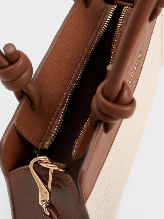 CHARLES & KEITH SABINE CANVAS LEATHER KNOTTED HANDLE
