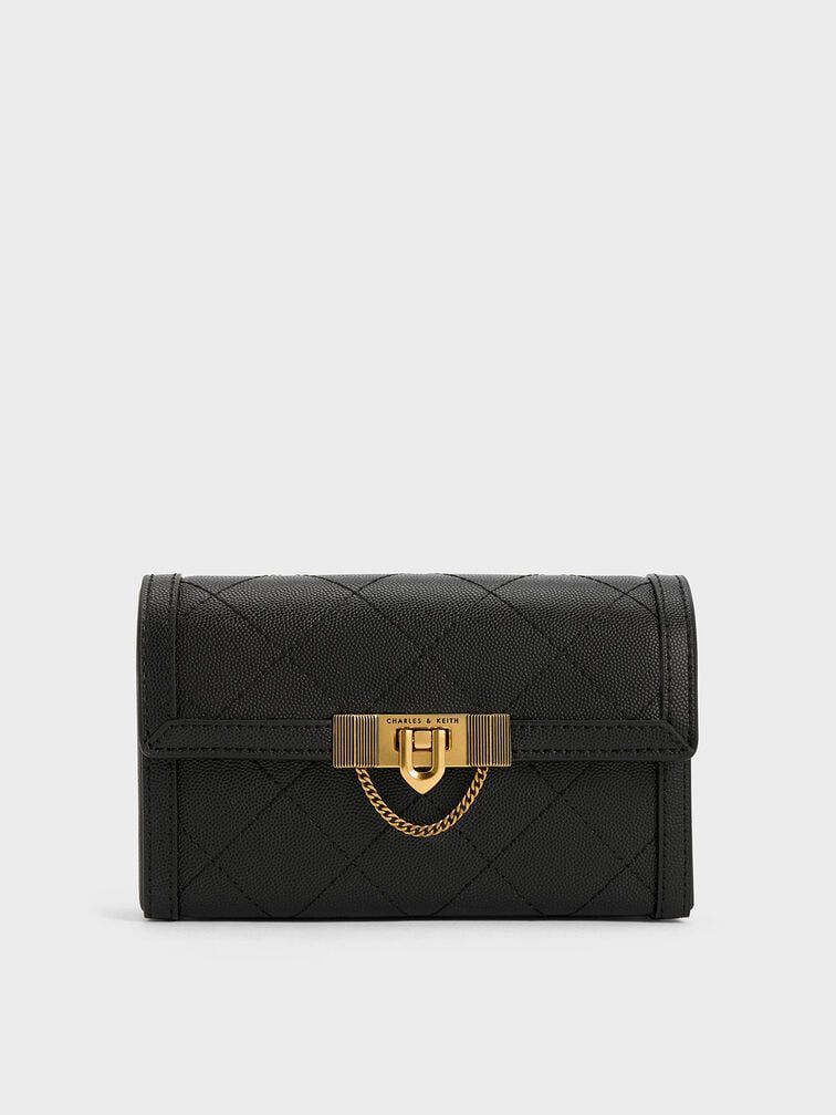 CHARLES & KEITH TALLULAH QUILTED PUSH LOCK CLUTCH CUM SLING BAGS