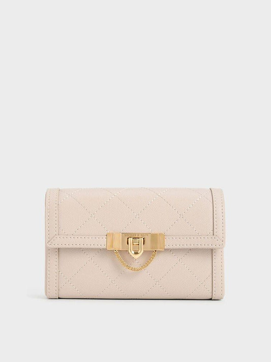 CHARLES & KEITH TALLULAH QUILTED PUSH LOCK CLUTCH CUM SLING BAGS