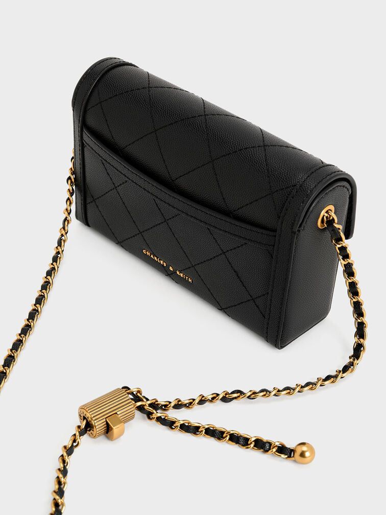 CHARLES & KEITH TALLULAH QUILTED PUSH LOCK CLUTCH CUM SLING BAGS