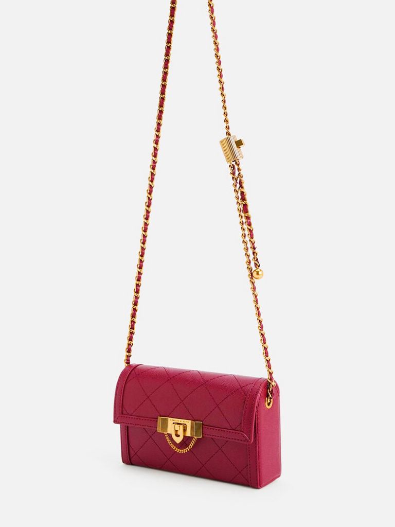 CHARLES & KEITH TALLULAH QUILTED PUSH LOCK CLUTCH CUM SLING BAGS