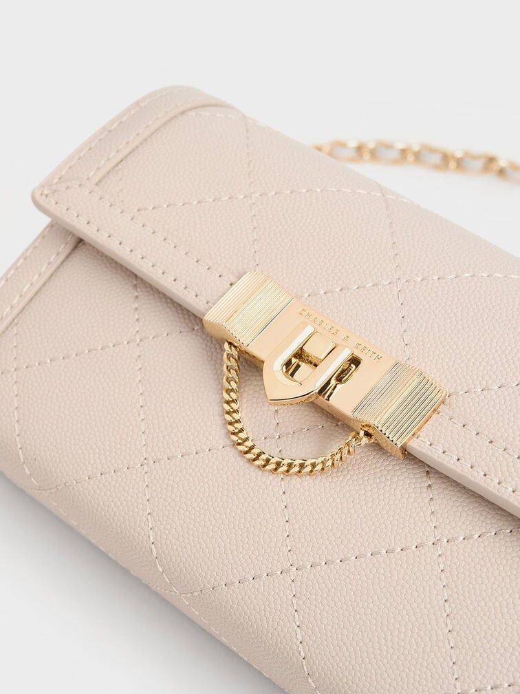CHARLES & KEITH TALLULAH QUILTED PUSH LOCK CLUTCH CUM SLING BAGS