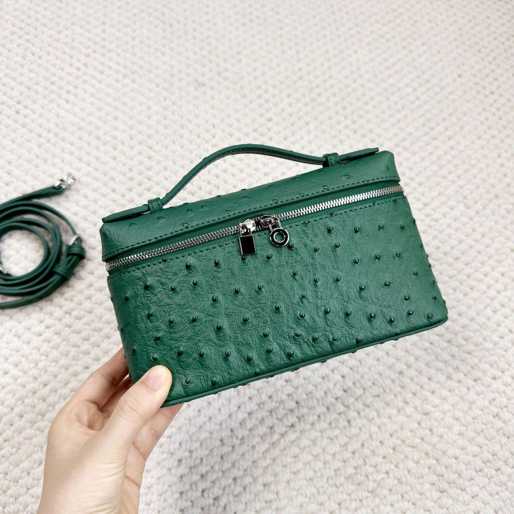 LORO PIANA OSTRICH LEATHER TOP HANDLE CROSSBODY BAG