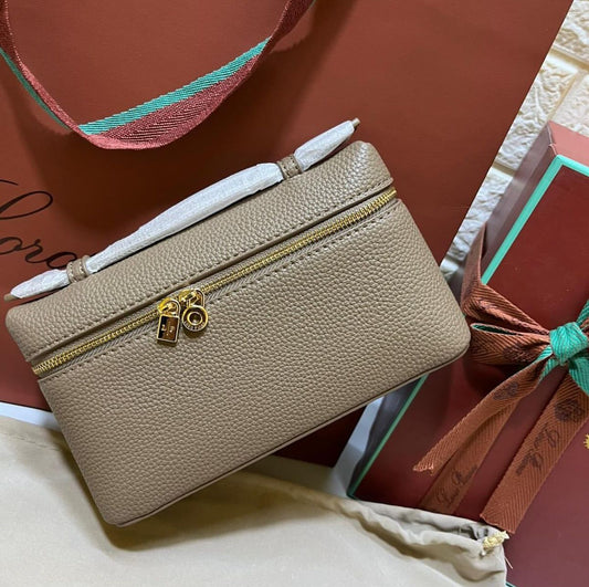 LORO PIANA SOLID COLOURS LEATHER TOP HANDLE CROSSBODY BAG