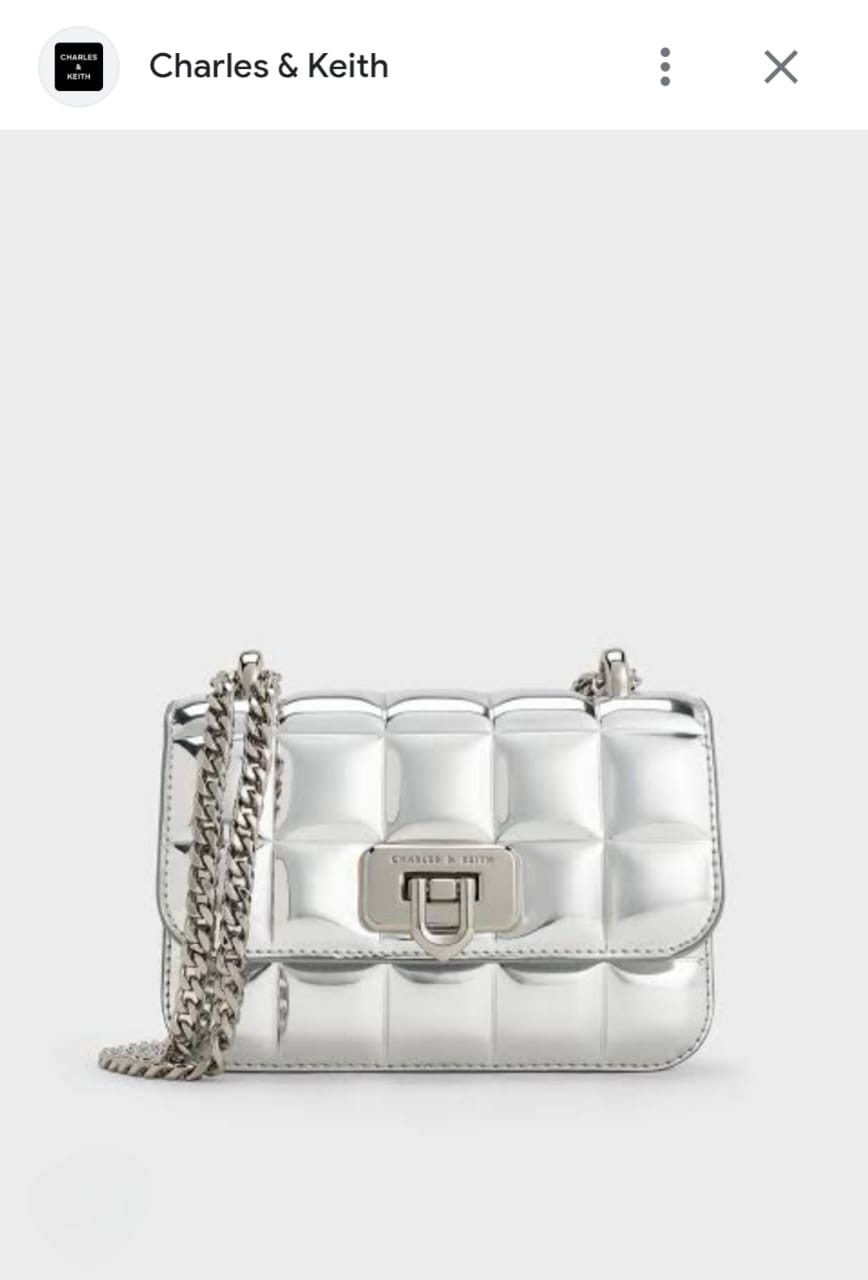 CHARLES & KEITH NOIR PATENT MINI QUILTED SLING BAGS