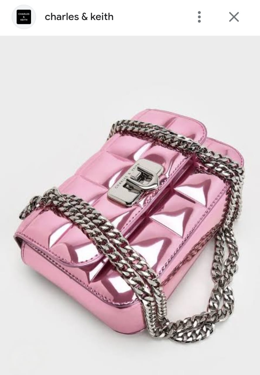 CHARLES & KEITH NOIR PATENT MINI QUILTED SLING BAGS