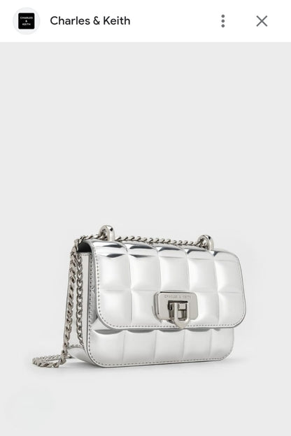 CHARLES & KEITH NOIR PATENT MINI QUILTED SLING BAGS