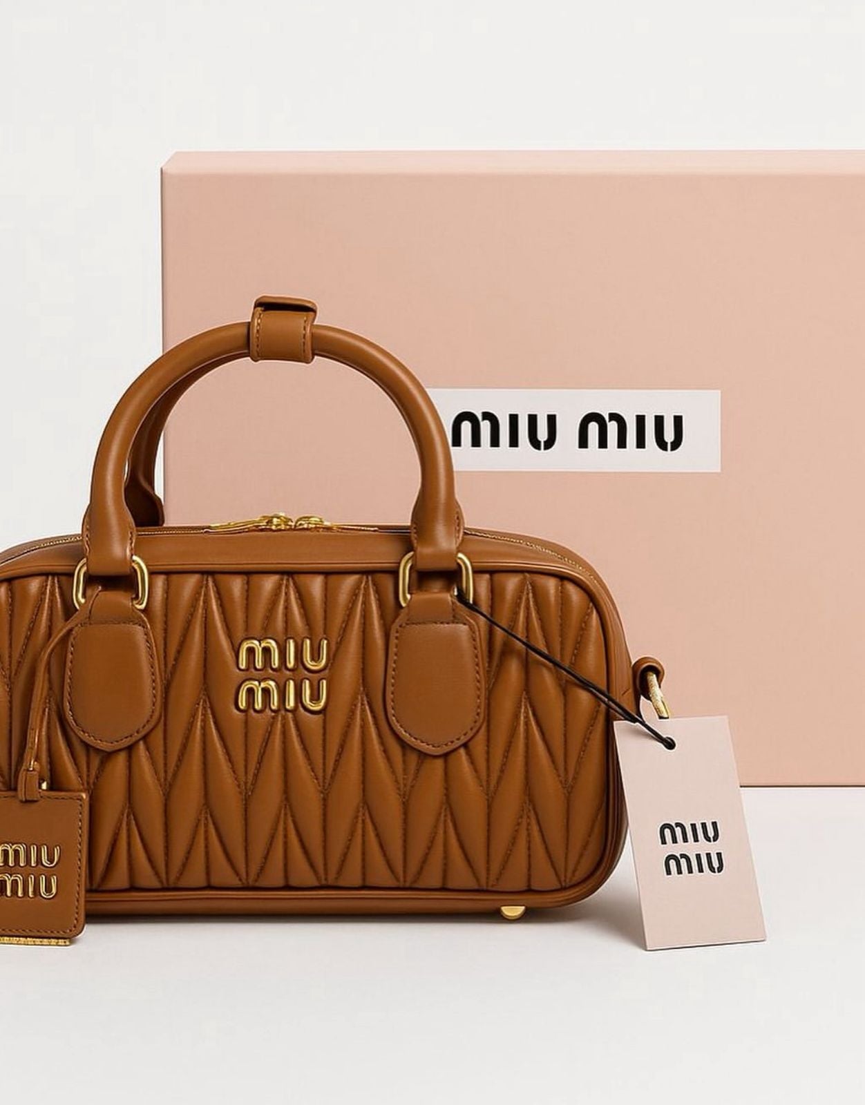MIU MIU ARCADIE MATLASSE NAPPA BOWLING BAG