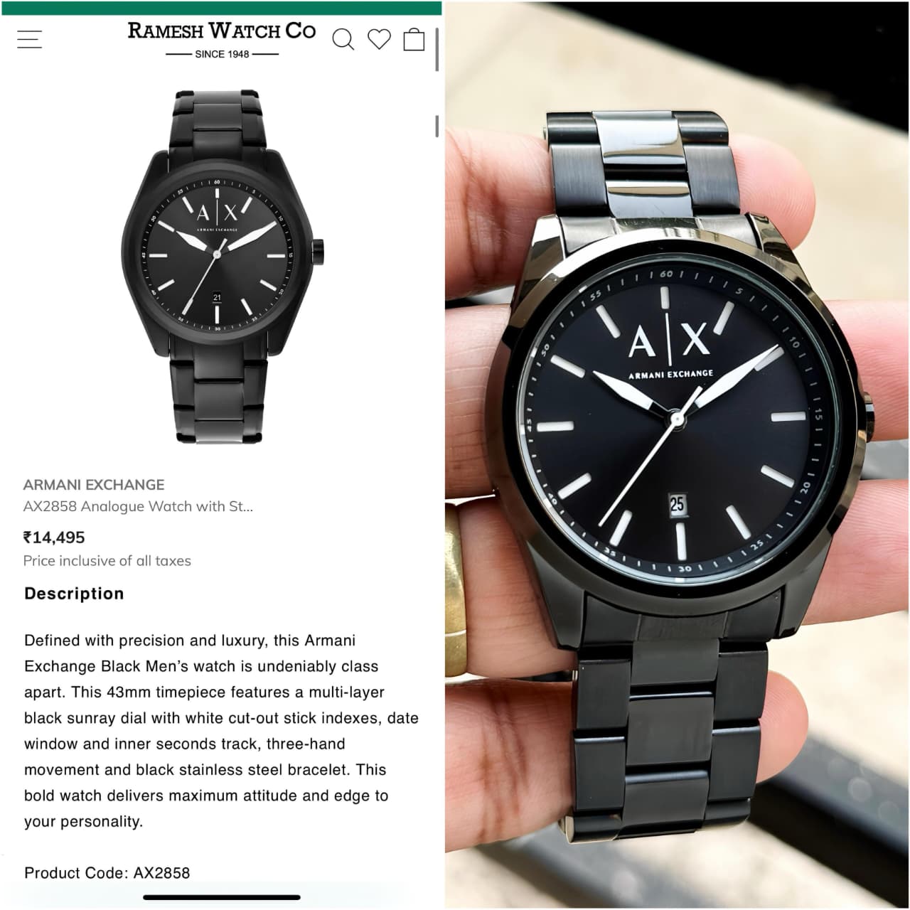 Armani Exchange Z-Black Original Model Series Now Available