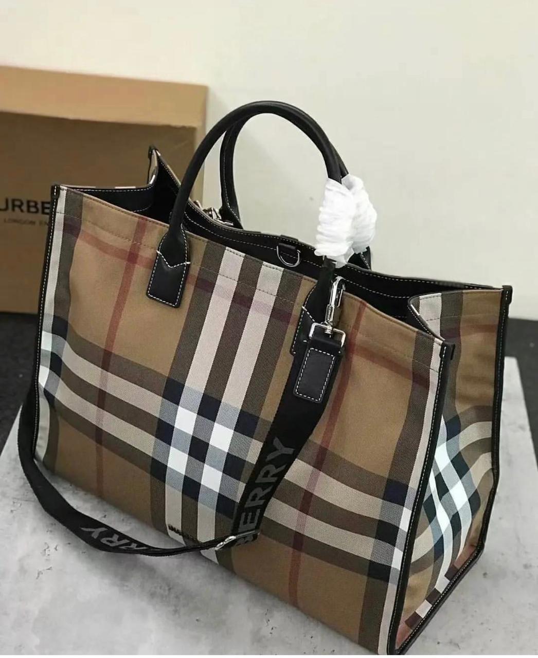Burberry Denny Checked Tote Bag