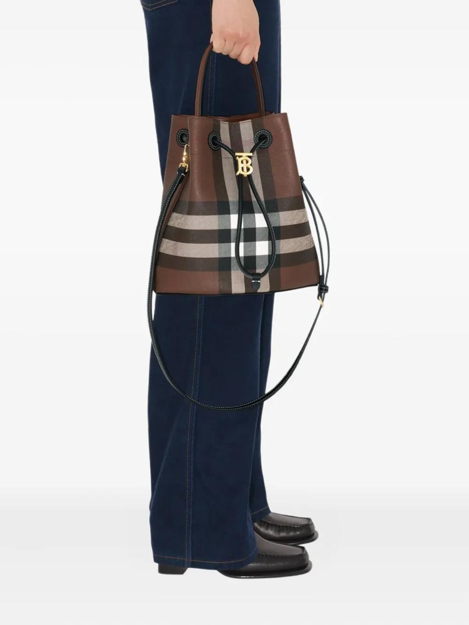 Burberry TB Bucket Bag In Dark Rich Brown