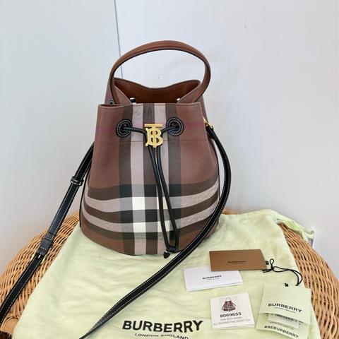 Burberry TB Bucket Bag In Dark Rich Brown