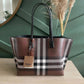 Burberry Dark Birch Brown Check Tote Bag