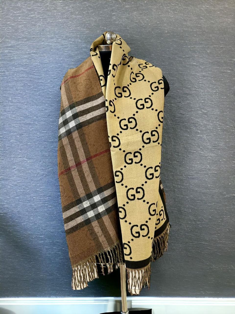 Warm Gucci Stoles Latest Edition Dual Print Cashmere