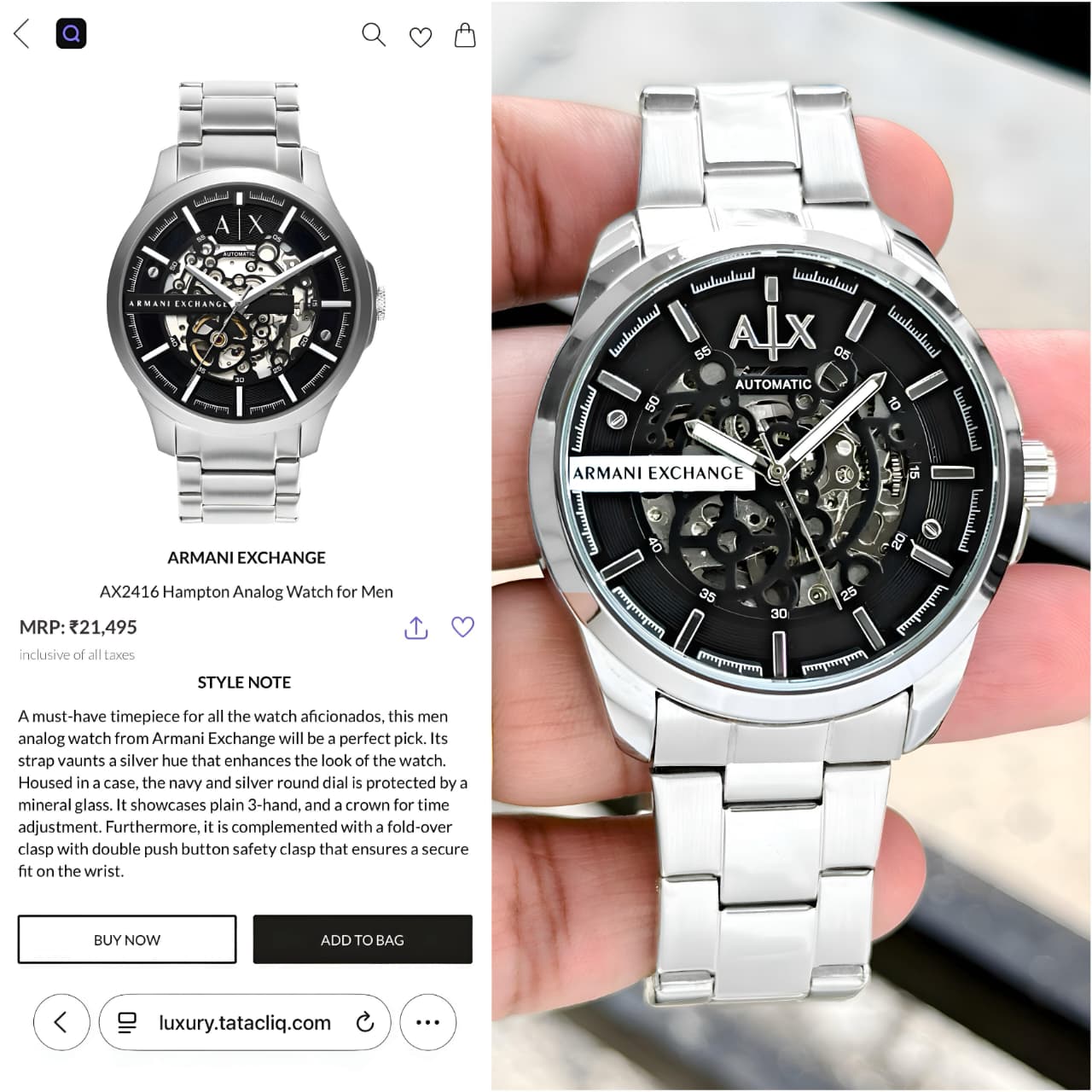 Armani Exchange Hampton Mechanical Original Model Series Now Available