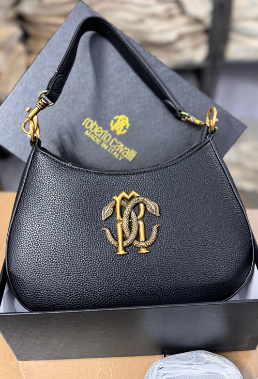 Roberto Cavalli Vintage RC Oxidised Logo Shoulder Bag