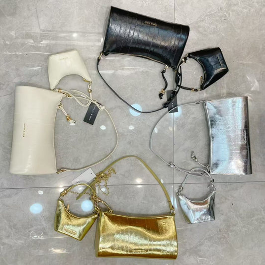 Charles & Keith Augustine Metallic Eel-Effect Sculptured Bag