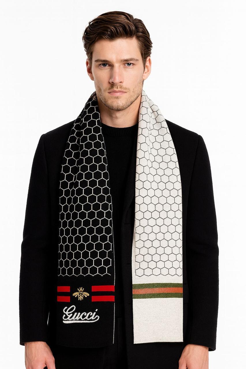 Gucci Latest Unisex Bee Muffler With Honeycomb Pattern
