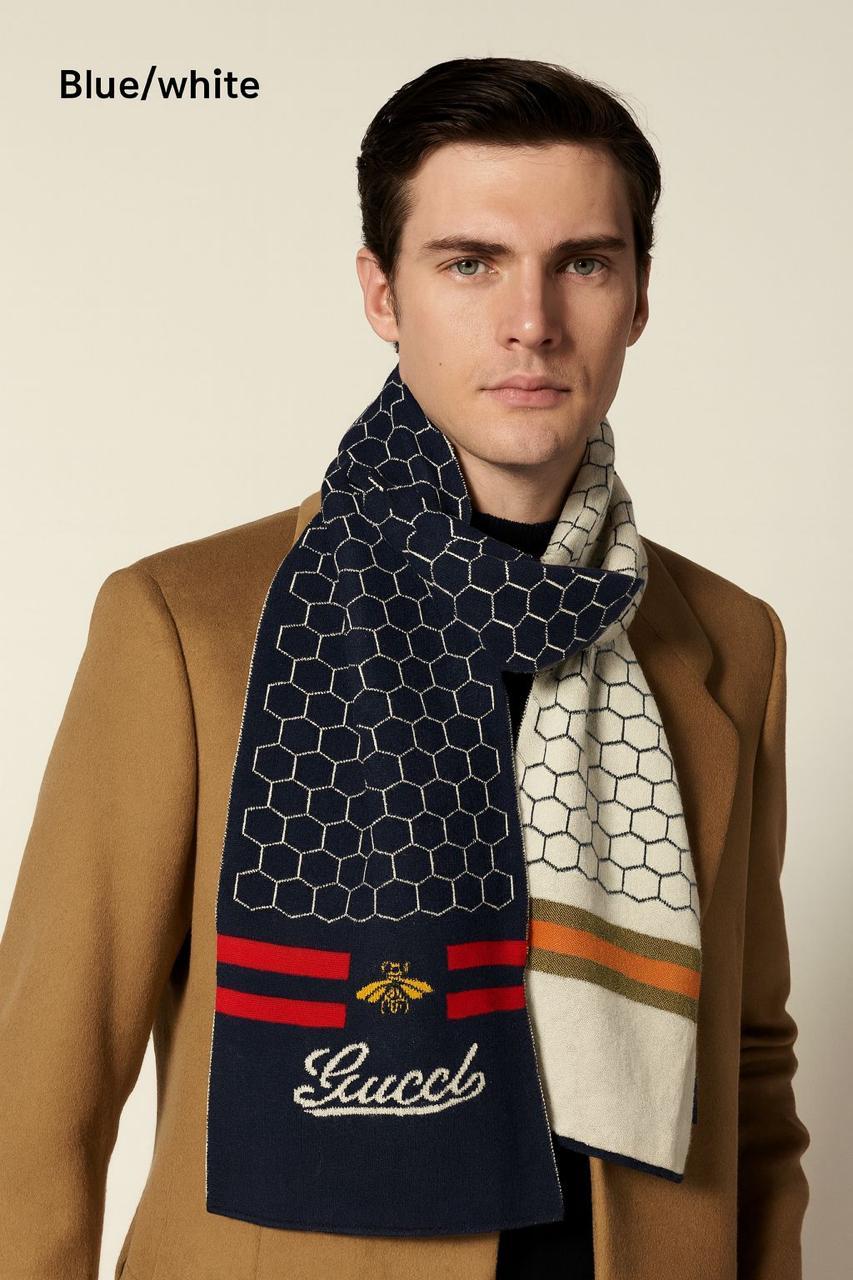 Gucci Latest Unisex Bee Muffler With Honeycomb Pattern
