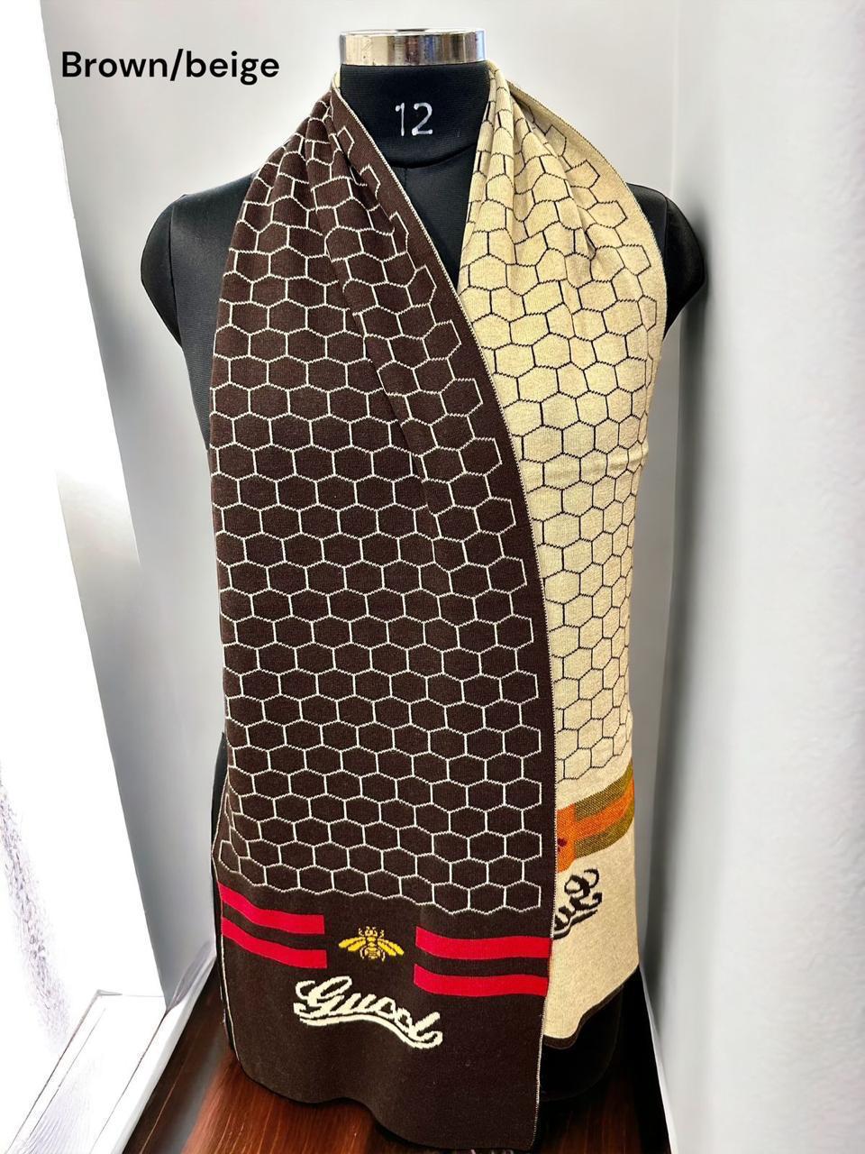 Gucci Latest Unisex Bee Muffler With Honeycomb Pattern