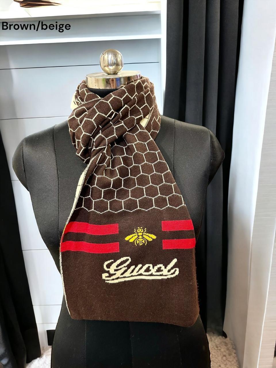 Gucci Latest Unisex Bee Muffler With Honeycomb Pattern