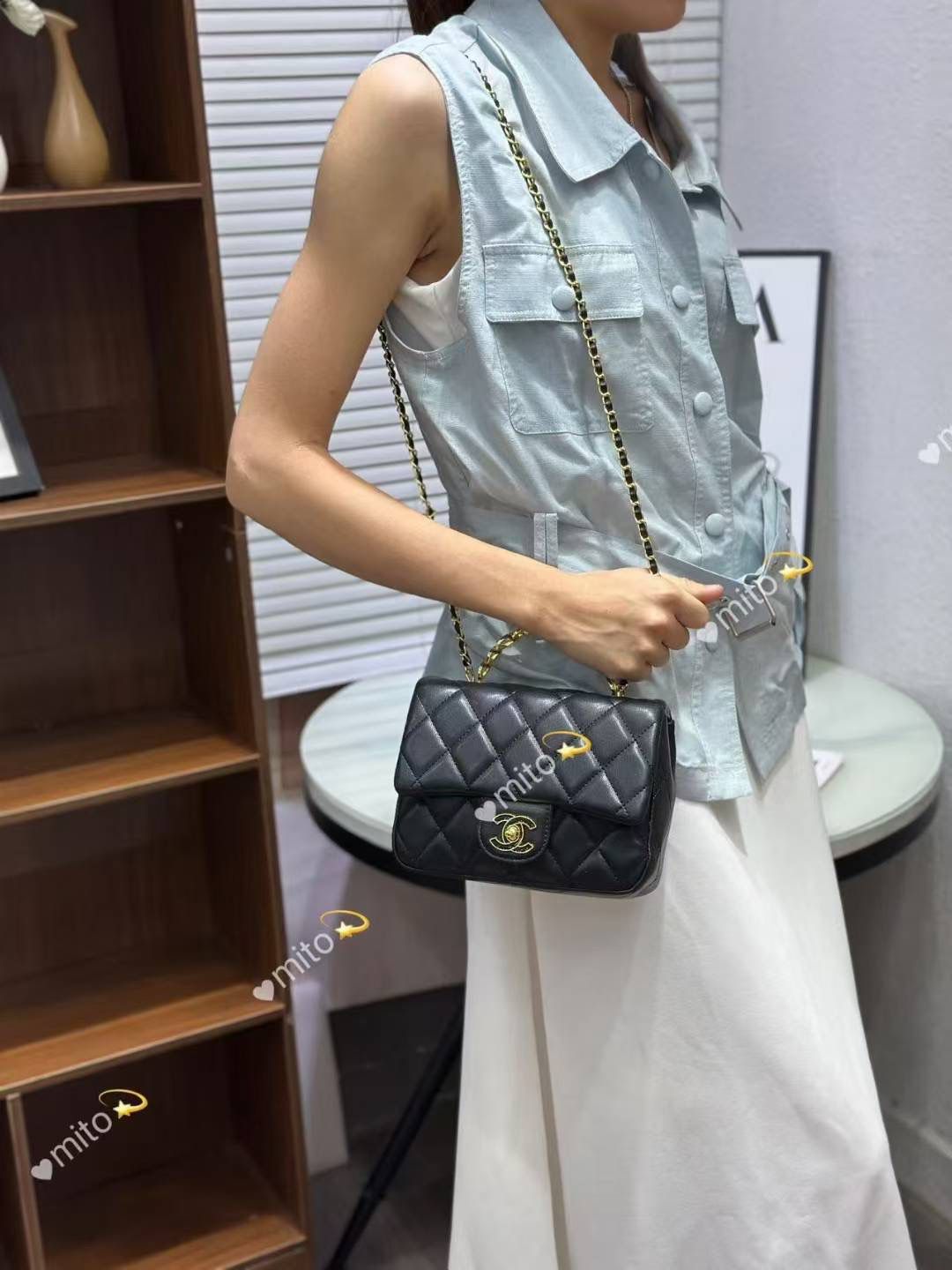 Chanel Quilted 18 Top Handel Bag