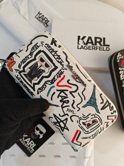 KARL LAGERFELD DOUBLE ZIPPER LONG WALLETS