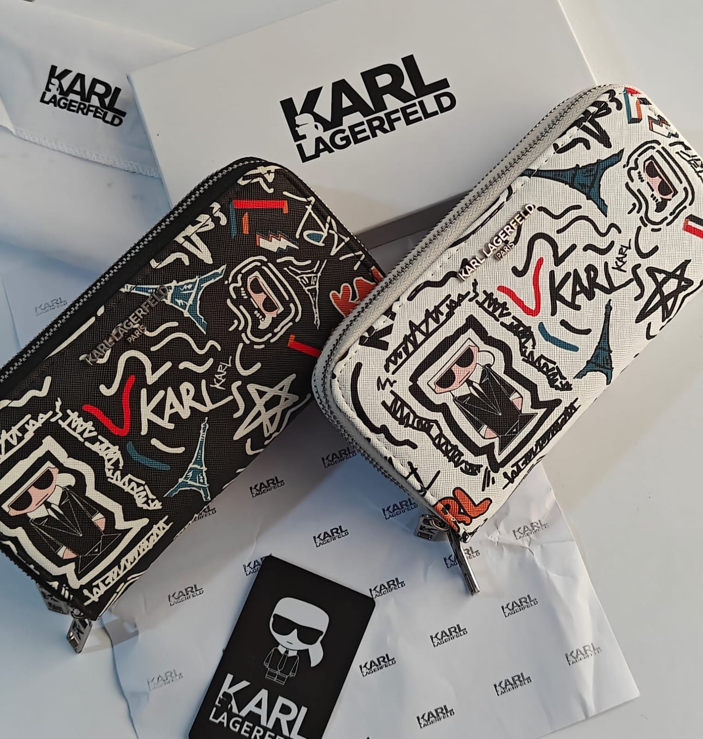 KARL LAGERFELD DOUBLE ZIPPER LONG WALLETS