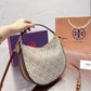 TORY BURCH T MONOGRAM JACQUARD CRESCENT BAGS