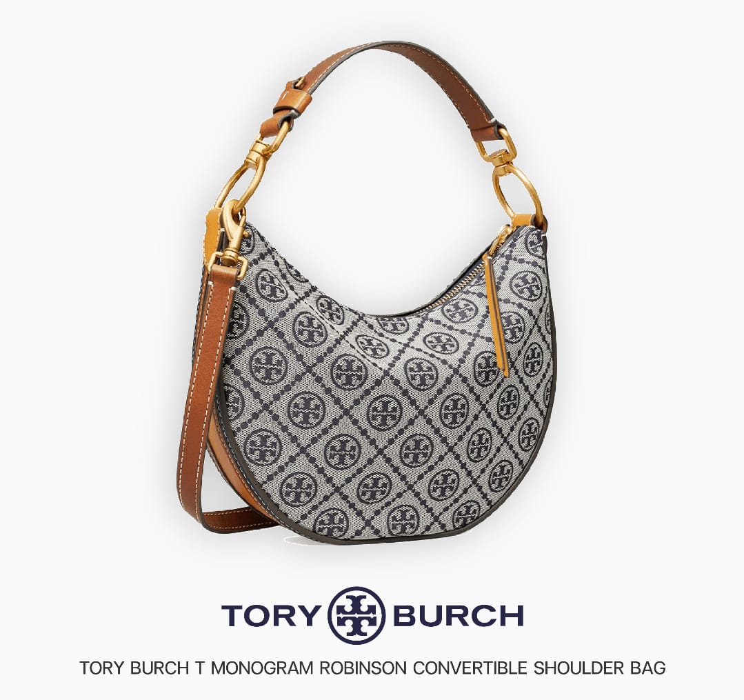 TORY BURCH T MONOGRAM JACQUARD CRESCENT BAGS