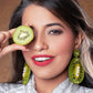 Big Green Kiwi Earrings with Citrine Beads