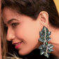 Gorgeous Emerald Earrings with Semi-Precious Crystal-Cut Stones