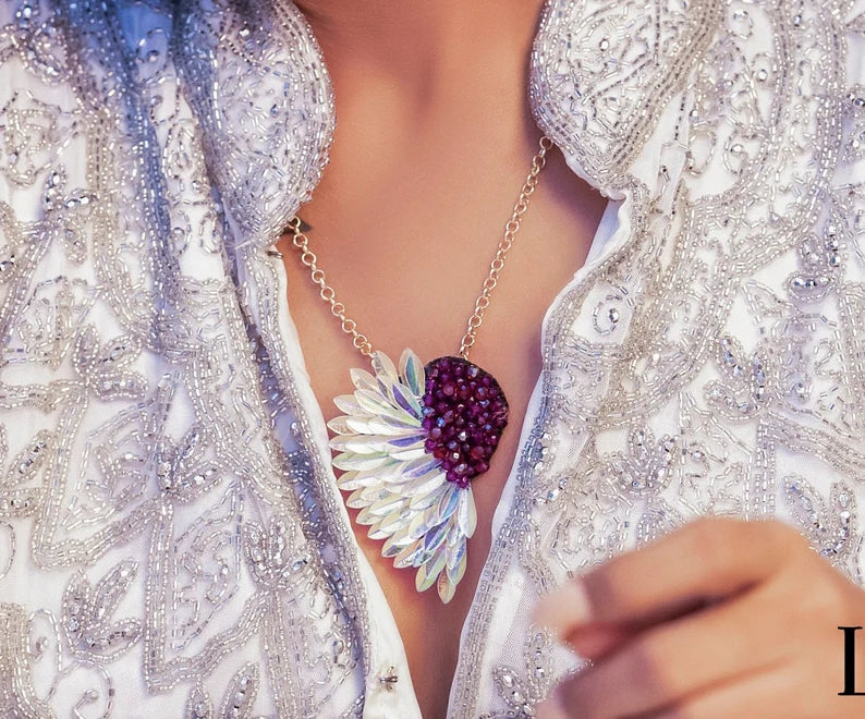 Angelica Statement Pendant with Beads and Crystals