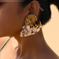 Gold Statement Hand-Beaded Earrings