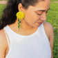 Bright Yellow Dandelion Earrings with Citrine Crystals