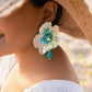 Delicate Daisy Drop Earrings with Lemon Quartz